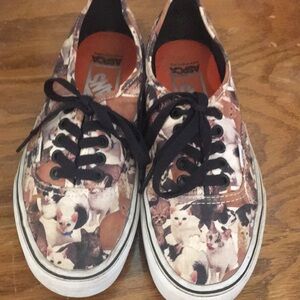 VANS Cat Print Sneakers with Black Laces